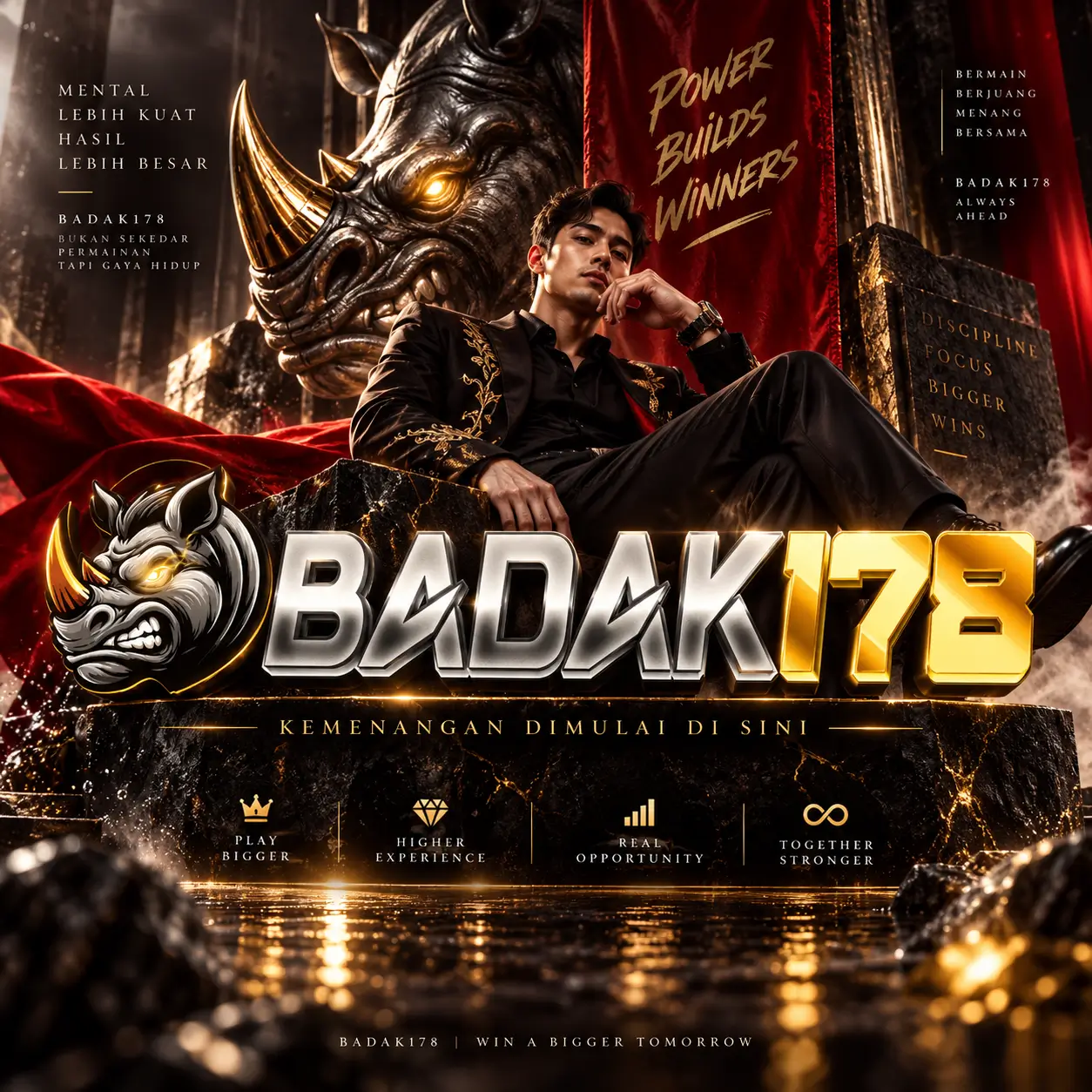Ilustrasi badak dan layar gim, mewakili Badak178 bagi pencinta game online.